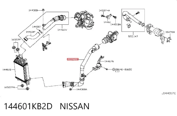 Патрубок интеркулера 144601KB2D Nissan/Infiniti