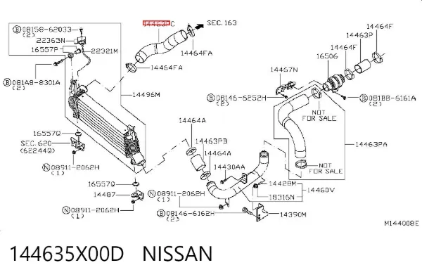 Патрубок интеркулера 144635X00D Nissan/Infiniti