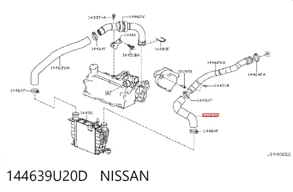 Патрубок интеркулера 144639U20D Nissan/Infiniti