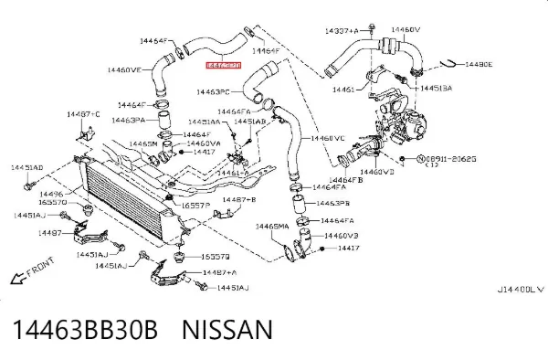 Патрубок интеркулера 14463BB30B Nissan/Infiniti