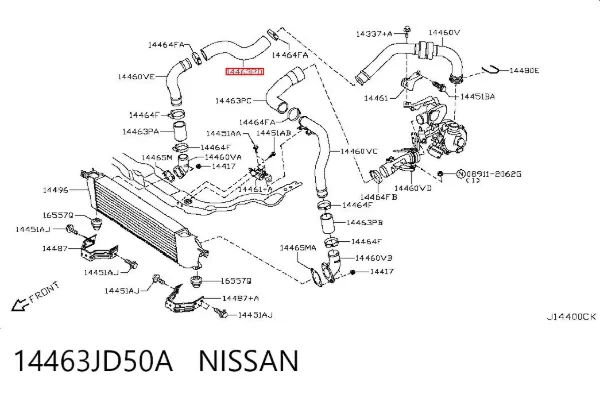 Патрубок интеркулера 14463JD50A Nissan/Infiniti
