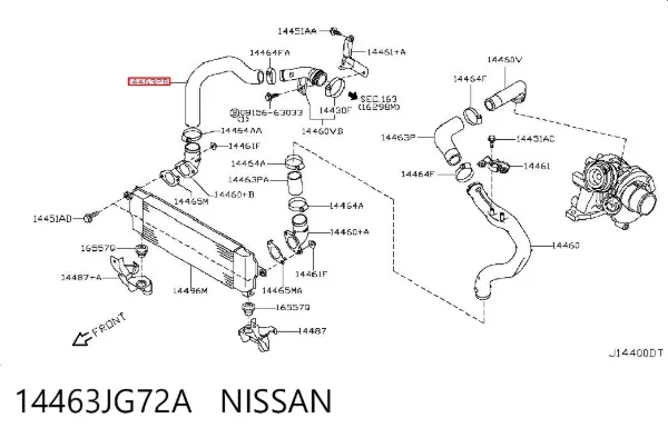 Впускной патрубок воздушного фильтра 14463JG72A Nissan/Infiniti