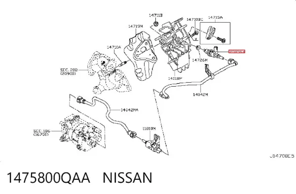 Топливные форсунки 1475800QAA Nissan/Infiniti