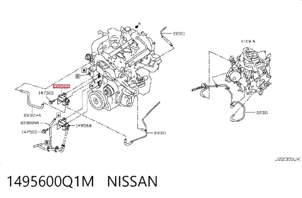 Клапан преобразователь давления наддува (соленоид) 1495600Q1M Nissan/Infiniti
