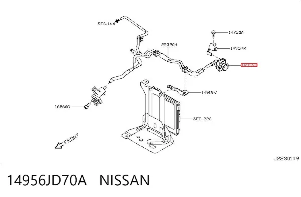 Клапан преобразователь давления наддува (соленоид) 14956JD70A Nissan/Infiniti