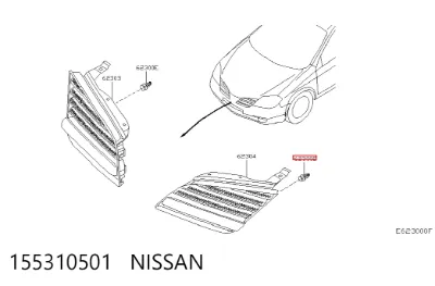 Пистон (клип) крепления молдинга лобового стекла NISSAN 155310501