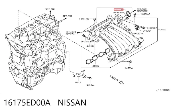 Прокладка дроссельной заслонки 16175ED00A Nissan/Infiniti