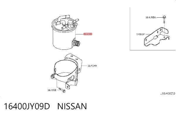 Топливный фильтр 16400JY09D Nissan/Infiniti