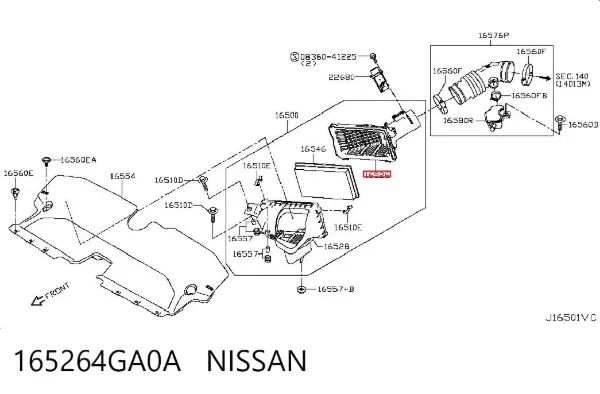 Корпус воздушного фильтра, верхняя часть 165264GA0A Nissan/Infiniti