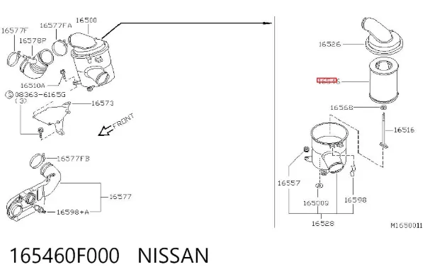 Воздушный фильтр 165460F000 Nissan/Infiniti