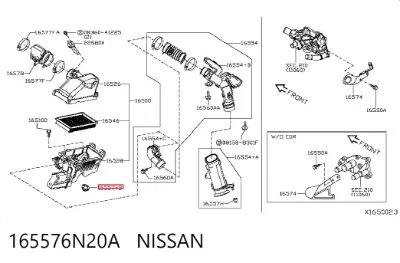 Подушка корпуса воздушного фильтра NISSAN 165576N20A