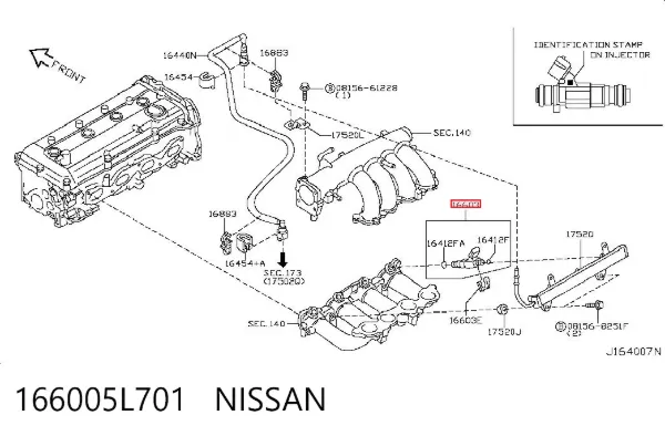Топливные форсунки 166005L701 Nissan/Infiniti