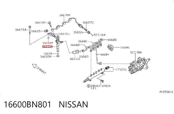 Топливные форсунки 16600BN801 Nissan/Infiniti
