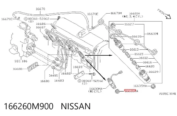 Кольцо форсунки 166260M900 Nissan/Infiniti