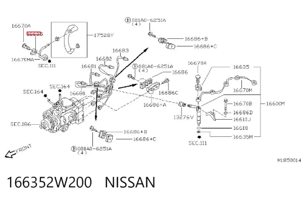 Кольцо форсунки 166352W200 Nissan/Infiniti