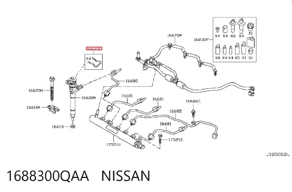 Скоба фиксации трубок обратки форсунок 1688300QAA Nissan/Infiniti