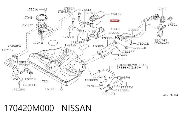 Элемент-турбинка топливного насоса 170420M000 Nissan/Infiniti