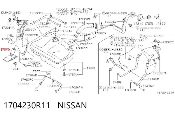 Насос топливный электрический 1704230R11 Nissan/Infiniti