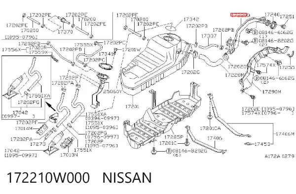 Горловина топливного бака 172210W000 Nissan/Infiniti