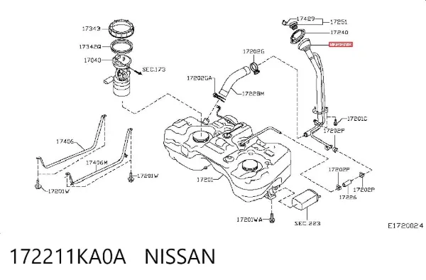 Горловина топливного бака 172211KA0A Nissan/Infiniti