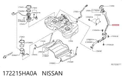 Заливная горловина топливного бака NISSAN 172215HA0A