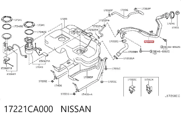 Горловина топливного бака 17221CA000 Nissan/Infiniti