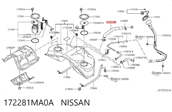 Горловина топливного бака 172281MA0A Nissan/Infiniti
