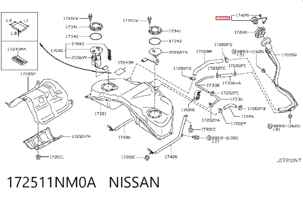 Крышка бензобака 172511NM0A Nissan/Infiniti