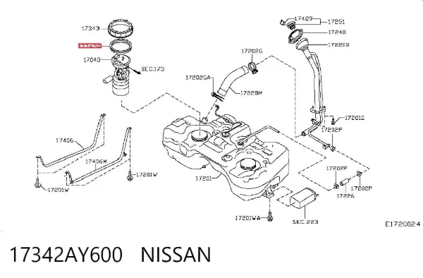 Прокладка топливного насоса 17342AY600 Nissan/Infiniti