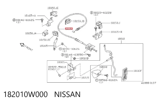 Трос газа 182010W000 Nissan/Infiniti