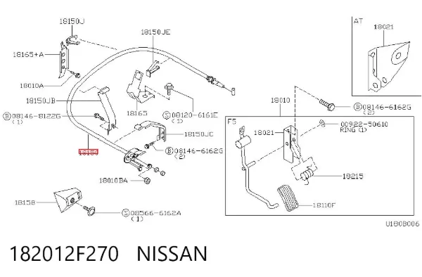 Трос газа 182012F270 Nissan/Infiniti
