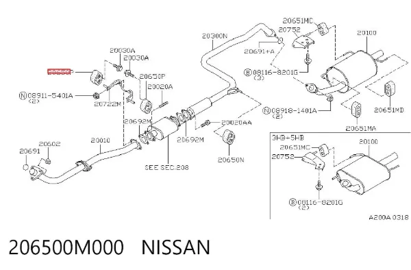 Подушка глушителя 206500M000 Nissan/Infiniti