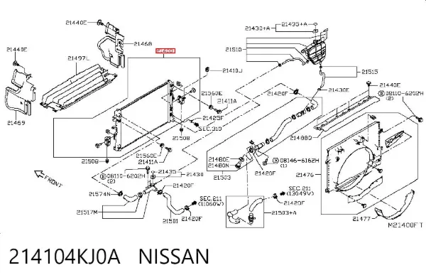 Радиатор 214104KJ0A Nissan/Infiniti