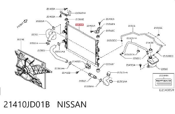 Радиатор 21410JD01B Nissan/Infiniti