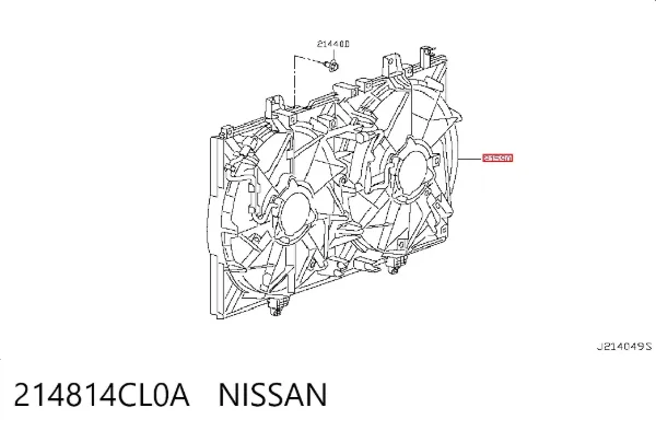 Диффузор вентилятора в сборе с мотором и крыльчаткой 214814CL0A Nissan/Infiniti