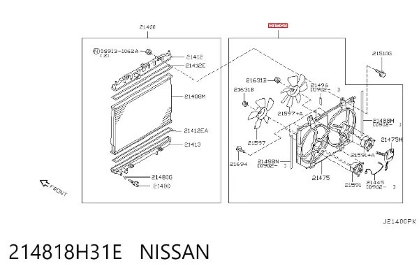 Диффузор вентилятора в сборе с мотором и крыльчаткой 214818H31E Nissan/Infiniti