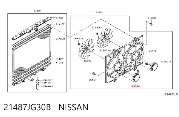 Мотор вентилятора системы охлаждения 21487JG30B Nissan/Infiniti