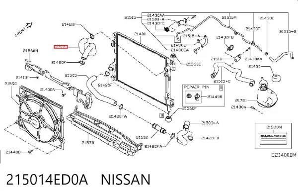 Патрубок радиатора 215014ED0A Nissan/Infiniti