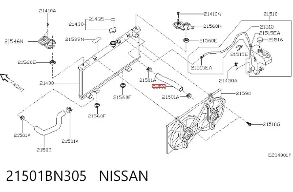 Патрубок радиатора 21501BN305 Nissan/Infiniti