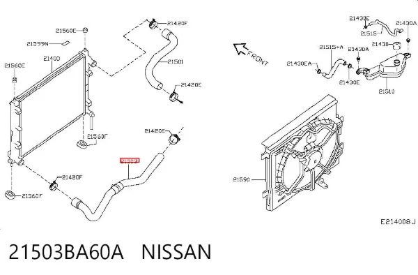Нижний шлаг радиатора охлаждения 21503BA60A Nissan/Infiniti