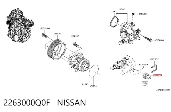 Датчик температуры охлаждающей жидкости 2263000Q0F Nissan/Infiniti