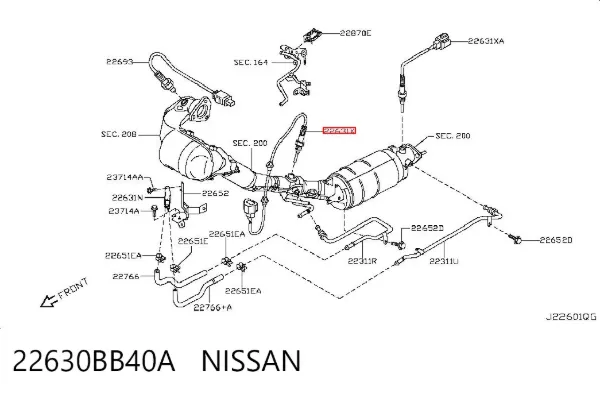 Датчик температуры отработавших газов (ОГ), перед сажевым фильтром 22630BB40A Nissan/Infiniti