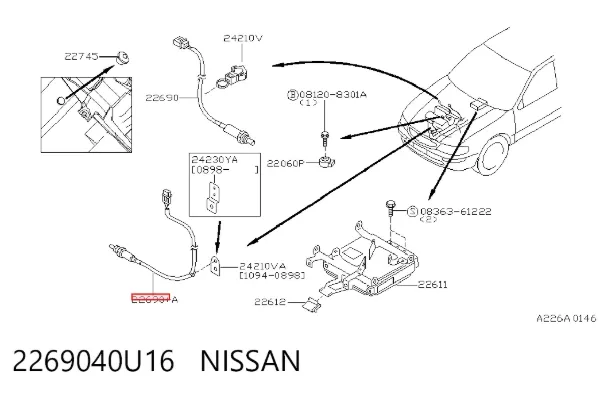 Датчик кислорода до катализатора 2269040U16 Nissan/Infiniti