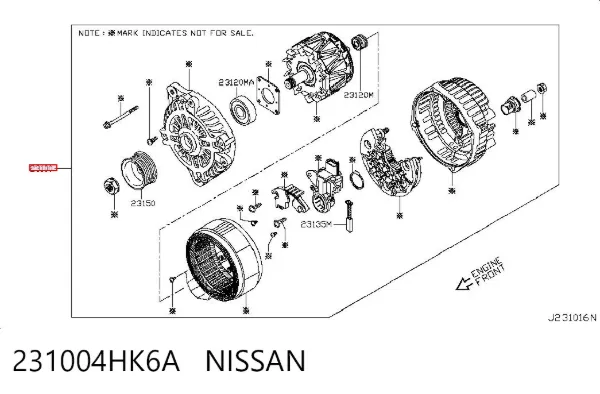 Генератор 231004HK6A Nissan/Infiniti