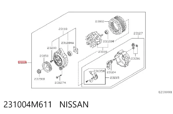 Генератор 231004M611 Nissan/Infiniti