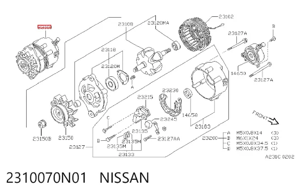 Генератор 2310070N01 Nissan/Infiniti