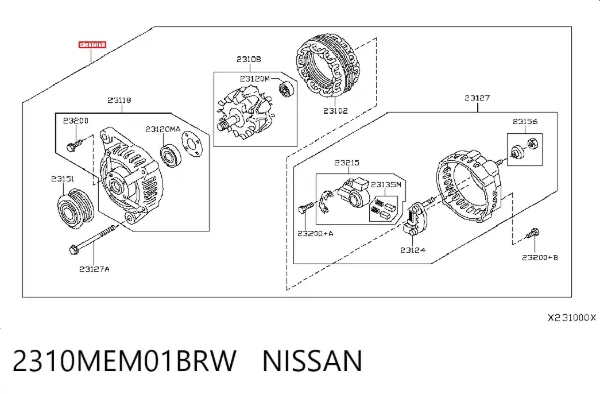 Генератор 2310MEM01BRW Nissan/Infiniti