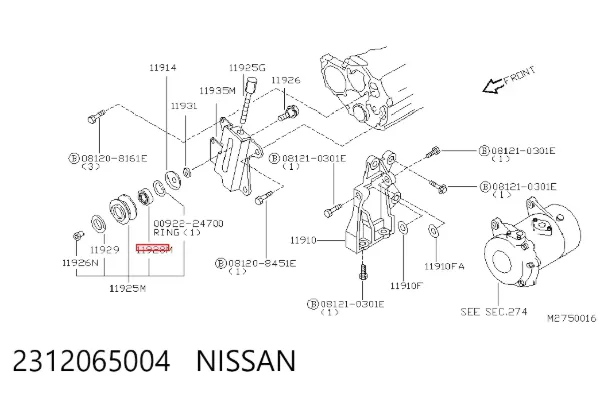 Подшипники генератора 2312065004 Nissan/Infiniti