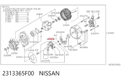 Щеткодержатель генератора NISSAN 2313365F00