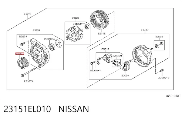 Шкив генератора 23151EL010 Nissan/Infiniti